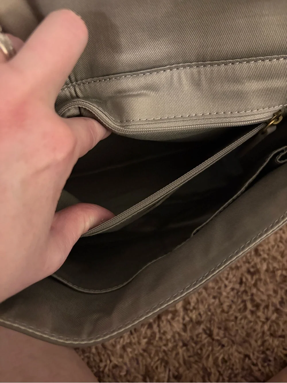 Fossil Gray Leather Crossbody Bag